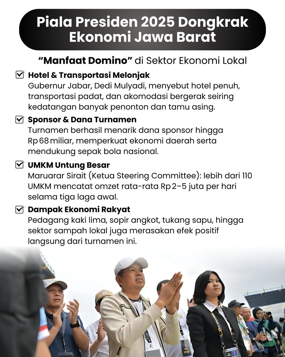 maniakupdate_'s tweet photo. Lebih dari 110 UMKM panen cuan di Piala Presiden 2025. Bola jalan, ekonomi pun menggeliat!
#pialapresiden2025 #infobola #presidencup2025 #beritabola #ligaallstars #bolaindonesia https://t.co/GvS3hVYoGI