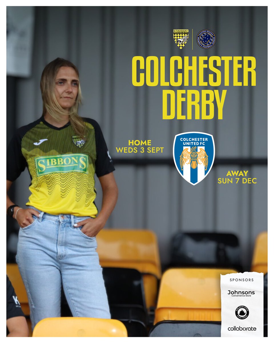 Colchester Derby Incoming🔥

Newcomers Colchester United join the league, setting up a local clash you won’t want to miss!

Derby Dates:
🏟️ Shrub End - 3 September
🛣️ The Garrison - 7 December 

A rivalry begins. Be there, be loud, back the Peg💥

#UTSP 🟡⚫️