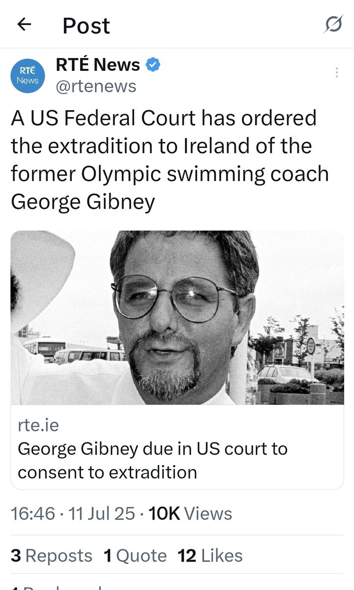 7 swimmers came forward in the 90s &amp; made sworn statements to Gardai alleging that Gibney had sexually assaulted them. 
A Judicial Review restrained the DPP from proceeding with a prosecution &amp; Gibney emigrated. 
The circumstances around that legal case demands investigation.