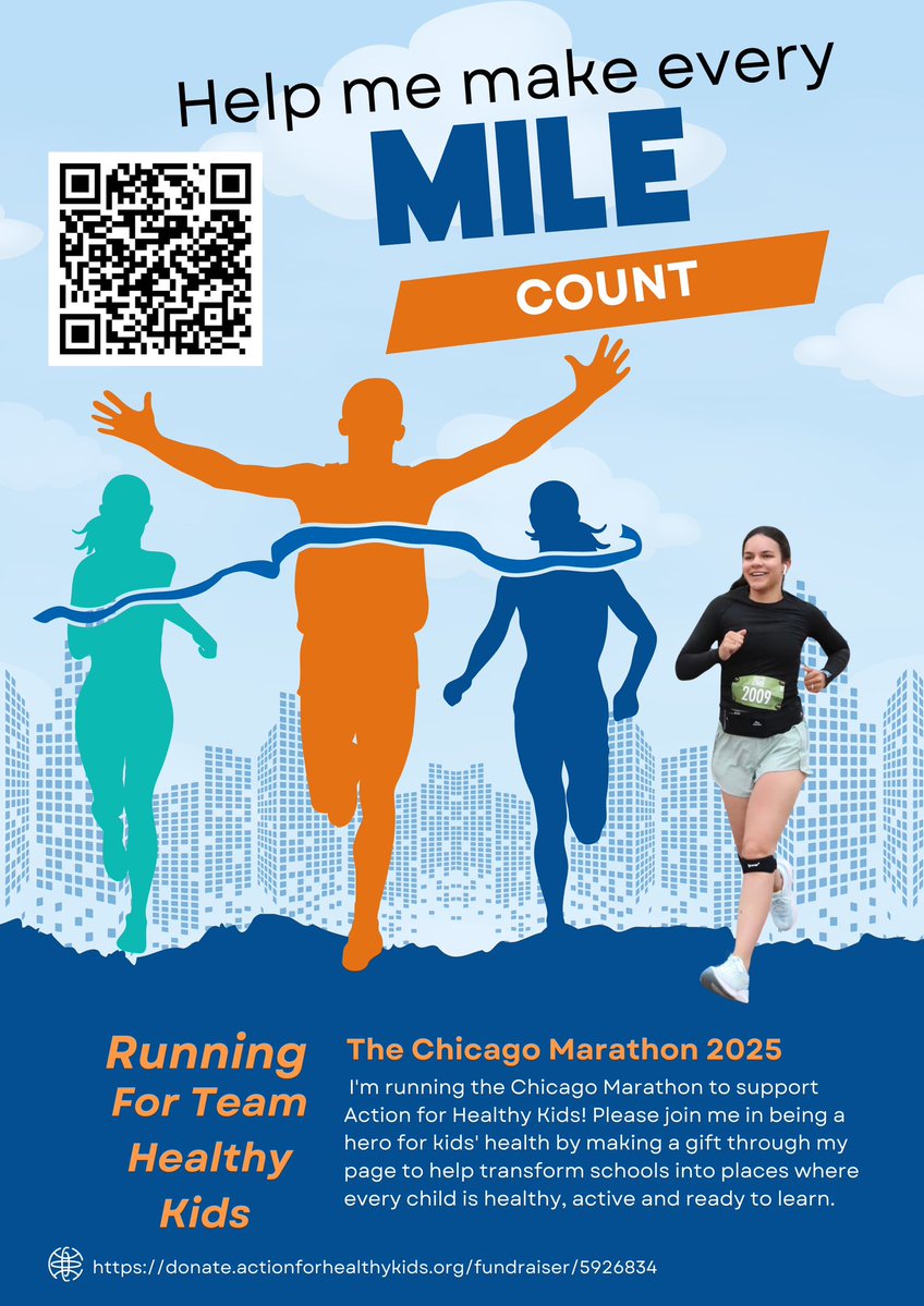 Alan Bowen (@coachbowen_) on Twitter photo As my wife continues to train for this year’s Chicago Marathon, she will be running for Action for Healthy Kids! This foundation is special to our family. If interested in making a difference, feel free to donate! #HealthyKids <a href="/ChiMarathon/">Chicago Marathon</a>
Donate Here: donate.actionforhealthykids.org/fundraiser/592… As my wife continues to train for this year’s Chicago Marathon, she will be running for Action for Healthy Kids! This foundation is special to our family. If interested in making a difference, feel free to donate! #HealthyKids <a href="/ChiMarathon/">Chicago Marathon</a>
Donate Here: donate.actionforhealthykids.org/fundraiser/592…