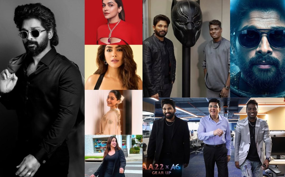 #AA22xA6 – #AlluArjun is set to play multiple roles across a family tree 🎄 including a grandfather, father, and two sons, alongside five female leads: #DeepikaPadukone, #MrunalThakur, #JanhviKapoor, #BhagyashriBorse (in talks), and #RashmikaMandanna. #Rashmika is all set to
