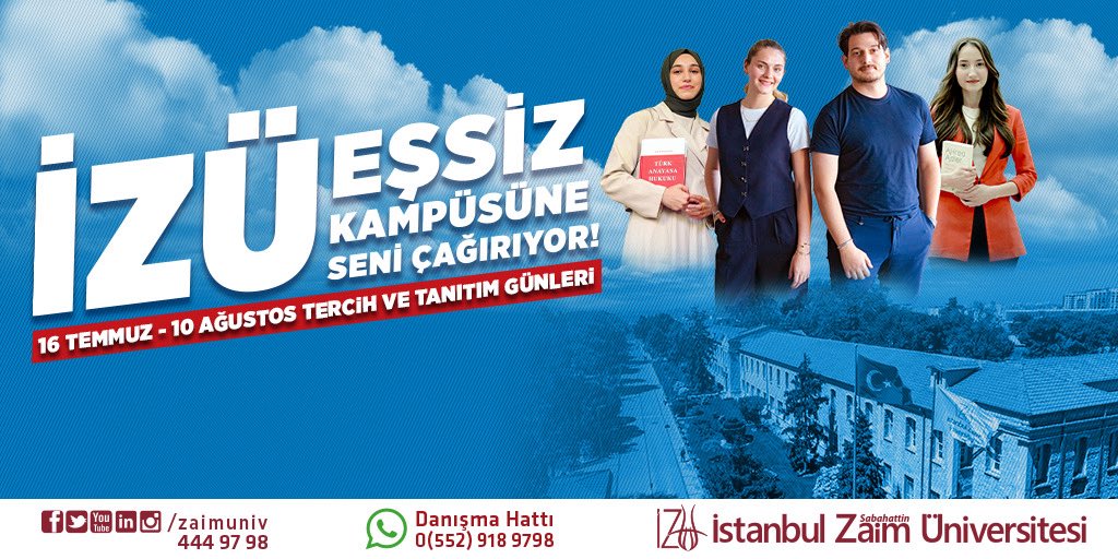🎓 Tercih ve Tanıtım Günlerimiz 16 Temmuz'da Başlıyor!

Program, burs ve kontenjanlarımız hakkında bilgi almak ve eşsiz kampüsümüzü görmeniz için sizi de İZÜ'ye bekliyoruz.

Akademisyenlerimiz, tercih uzmanlarımız ve öğrencilerimiz eşliğinde doğru tercih için İZÜ’de buluşalım.