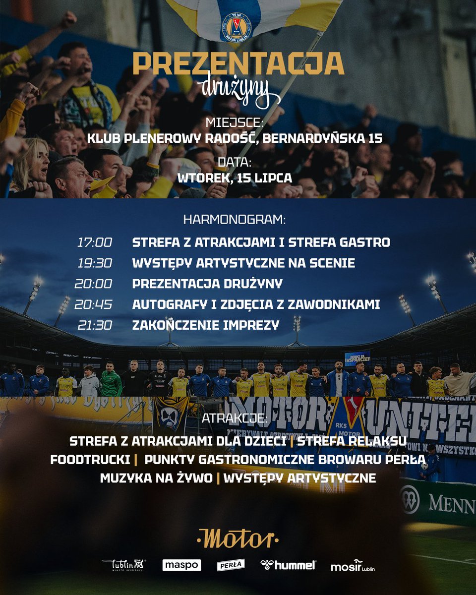 Czas konkretnie rozgrzać się przed nowym sezonem! 🔥

We wtorek zapraszamy Was do klubu plenerowego "Radość" na oficjalną prezentację naszej drużyny. Oprócz spotkania z zawodnikami i trenerami szykujemy sporo atrakcji!

Szczegóły 👉 bit.ly/4nKt8dz

Do zobaczenia,