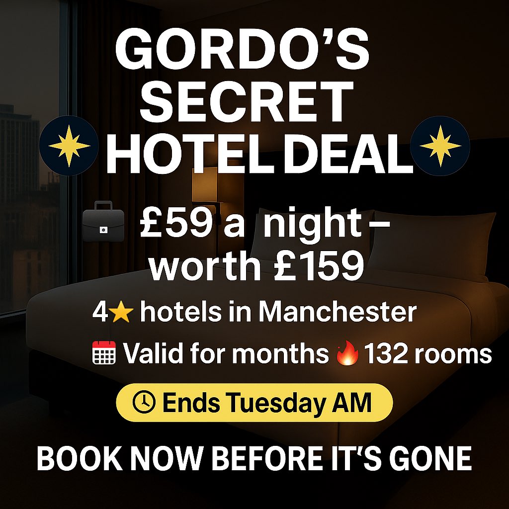 GordoManchester's tweet image. £140 4⭐️ hotel rooms £59 in Manchester! Curated by Confidentials, if you needi rooms in Manchester, this is for you; decide when later. Be quick—these go fast. 👉 bit.ly/44f176v