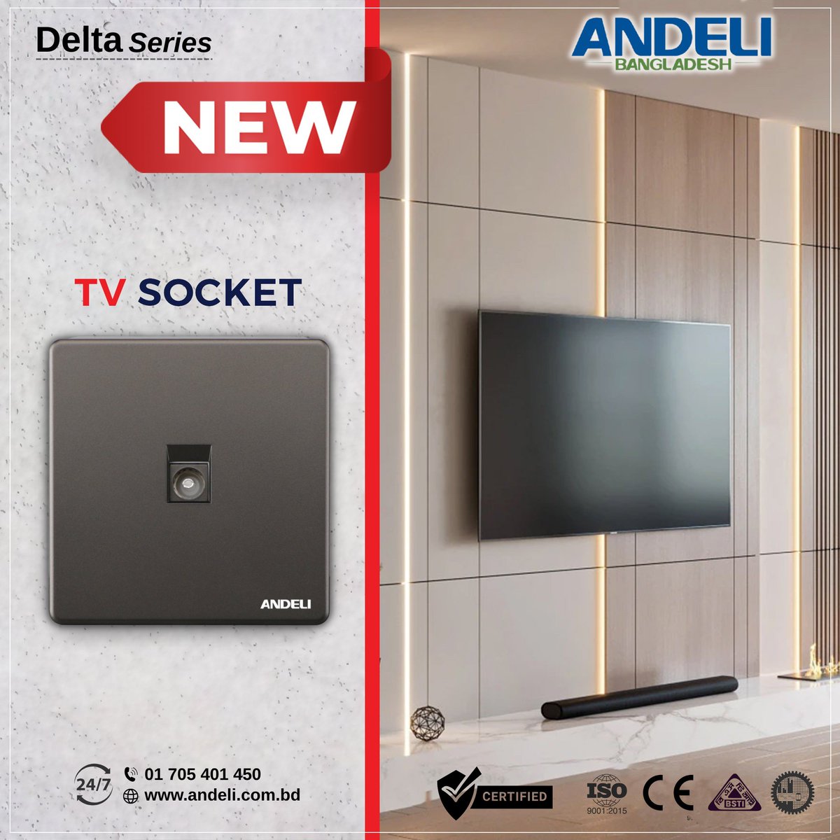 andelibdx's tweet image. 📷 স্টাইলিশ, স্মার্ট ও নিখুঁত সংযোগ
Andeli Delta Series TV Socket দিয়ে গড়ুন আধুনিক বিনোদন ব্যবস্থা – নান্দনিক ডিজাইন, সহজ ইনস্টলেশন ও সেরা পারফরম্যান্স।

হটলাইন : 01 705 401 450,  01705-401458
ওয়েবসাইট : andeli.com.bd

#AndeliBangladesh #DeltaSeries #TVSocket