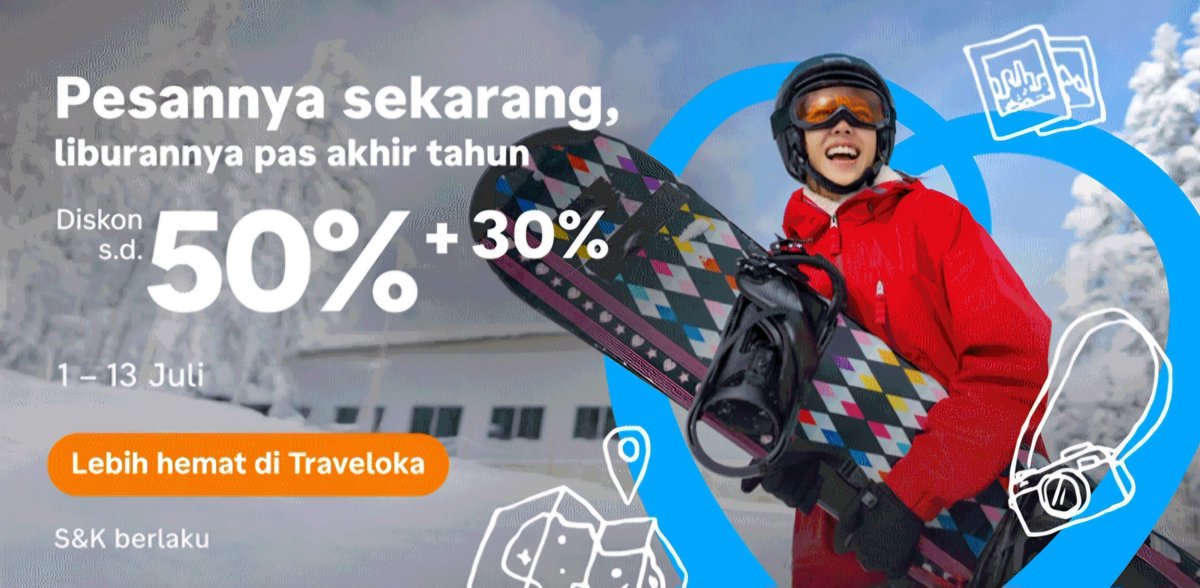 mxovic's tweet image. Gue langsung buka Traveloka pas tau ada diskon s.d 50% + 30% buat liburan sampe 13 Juli 2025, fix ini sih waktunya healing! #LiburanSekolahbarengTraveloka