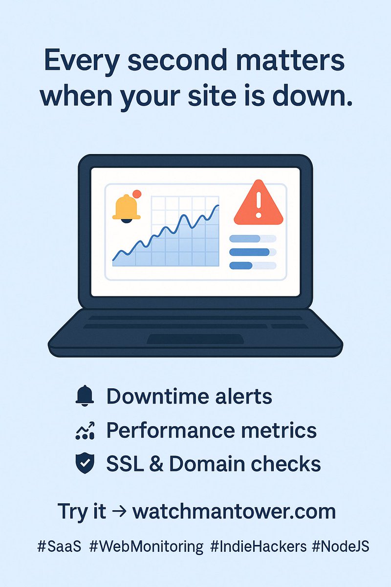 bllyvr's tweet image. 🛡️ What is Watchman Tower?
Your silent guard for websites & servers.
It spots downtime, delays & SSL/domain expiry — before your users do.
🔗 watchmantower.com
#WebMonitoring #DevOps #SaaS