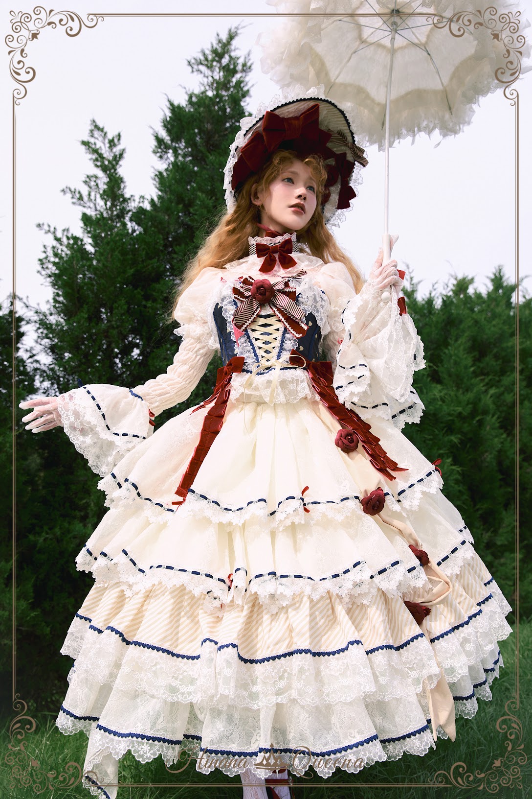 和ロリ、ロリータ(ロリィタ)ドレス、白雪姫JSK.BN.BLセット 海外ロリィタ 和ロリ、ロリータ(ロリィタ)ドレス、白雪姫JSK.BN.BLセット 海外