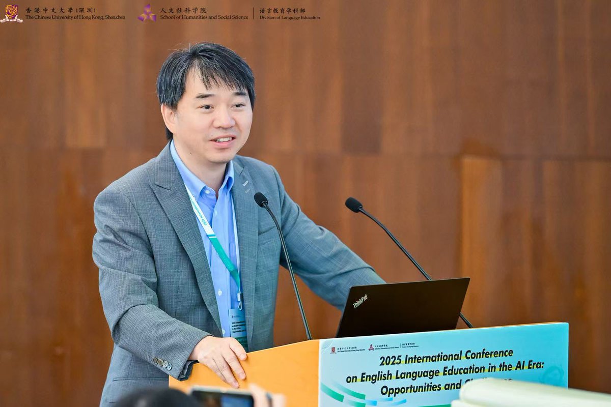 Very pleased to deliver a keynote speech at the 2025 International Conference on English Language Education in the AI Era: Opportunities and Challenges, hosted by The Chinese University of Hong Kong (Shenzhen) on July 5–6, 2025.