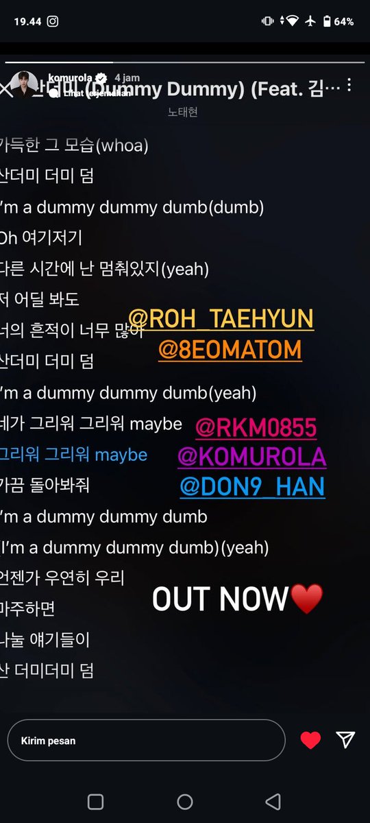 Ini si hyunbin nge tag member pake warna masing2 member aaaaaaa berasa balik era true colors 😭😭😭