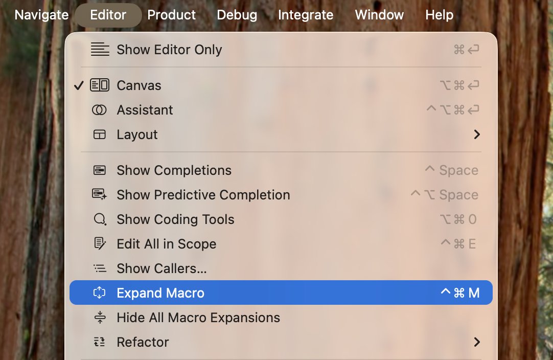 simonbs's tweet image. Building Swift macros would be so much easier if Xcode&apos;s &quot;Expand macro&quot; feature worked reliably. I don&apos;t think I&apos;m exaggerating when I say it&apos;s only working once out of 100 times for me and it&apos;s been like this since macros were introduced.
