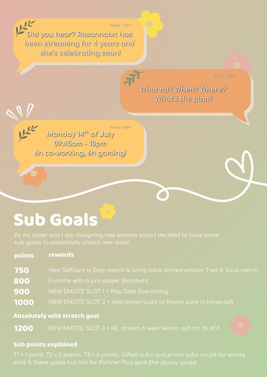 RosannaTxt's tweet image. THIS MONDAY IS MY 4 YEAR STREAMAVERSARY! β¨πͺ©
I legit cannot believe it has been 4 years! I feel so lucky that this is literally my job now.
We're celebrating with a 12h stream: 6h work, 6h play! Come hang out to celebrate!! π