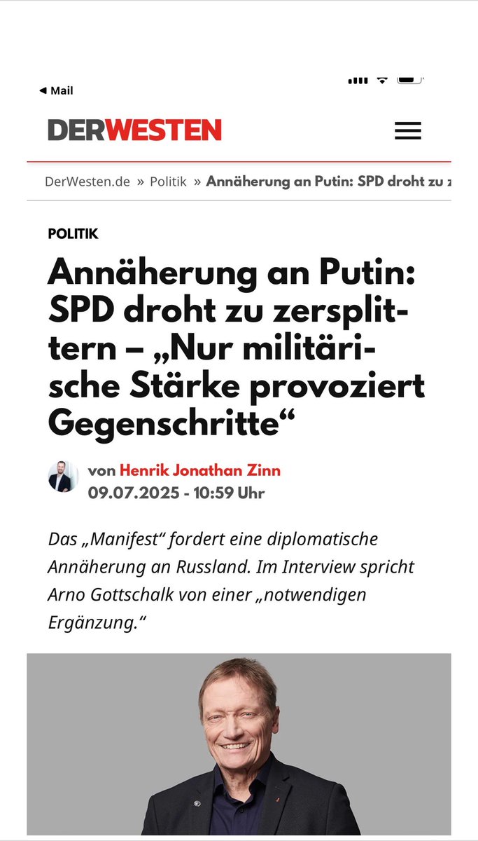 Arno Gottschalk (@arnogottschalk) on Twitter photo Mein Interview zum "Friedensmanifest" mit den FUNKE-Medien häppchenweise:
1⃣. Sie sind einer der Mitautoren des "Manifests". Warum?
Weil die sicherheitspolitische Debatte in Deutschland zunehmend auf Aufrüstung und militärische Logik verengt wird. Das Manifest setzt dem etwas Mein Interview zum "Friedensmanifest" mit den FUNKE-Medien häppchenweise:
1⃣. Sie sind einer der Mitautoren des "Manifests". Warum?
Weil die sicherheitspolitische Debatte in Deutschland zunehmend auf Aufrüstung und militärische Logik verengt wird. Das Manifest setzt dem etwas
