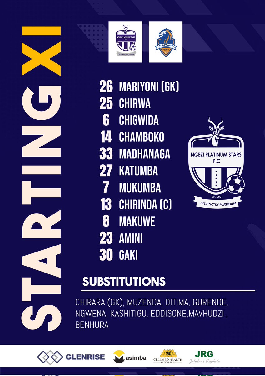 📋✅ Our 𝐒𝐭𝐚𝐫𝐭𝐢𝐧𝐠 𝐗𝐈 🆚 Scottland FC

#UpMadamburo | #DistinctlyPlatinum