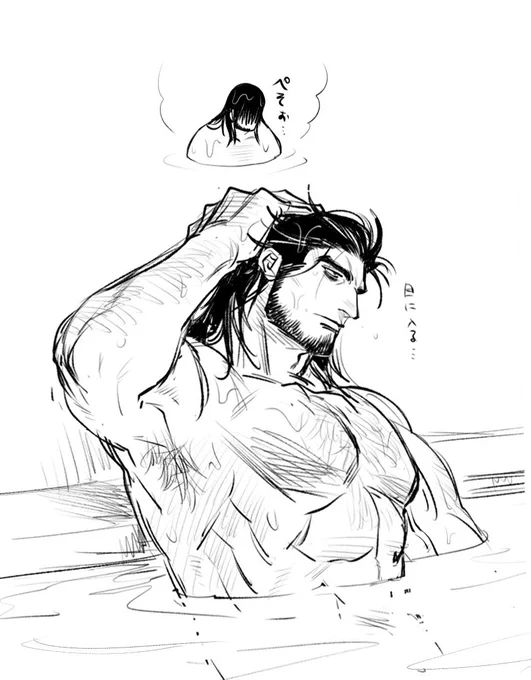 @MaleFiciuM_Me 昼に描いてた風呂デリ 