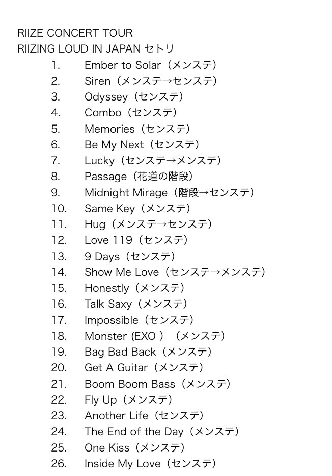 RIIZE CONCERT TOUR RIIZING LOUD IN JAPAN 神戸 セトリ 2025.7.12