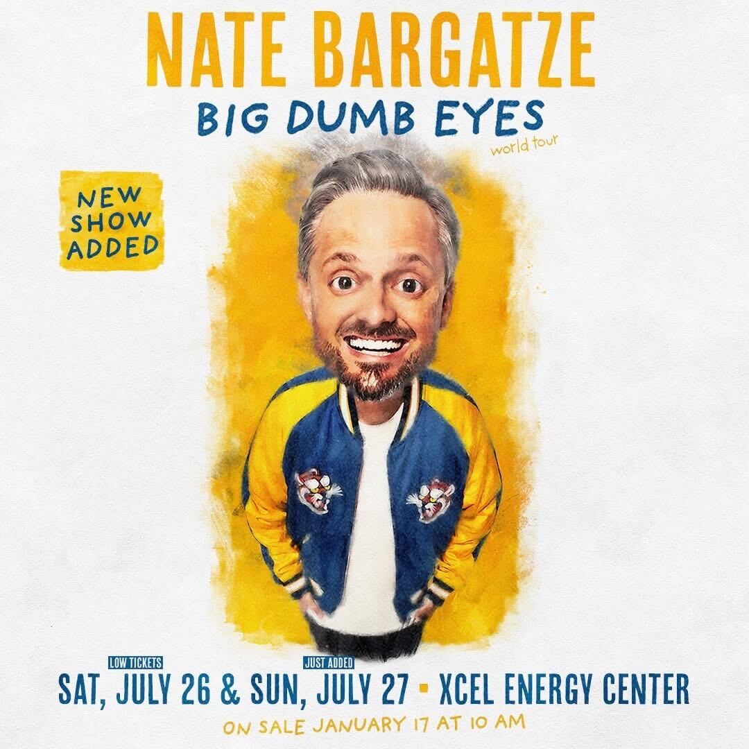 Tune in around 4:30pm &amp; 7pm today (Saturday) for your chance to win tickets to see comedian Nate Bargatze at Xcel Energy Center on Sunday, July 27th!
