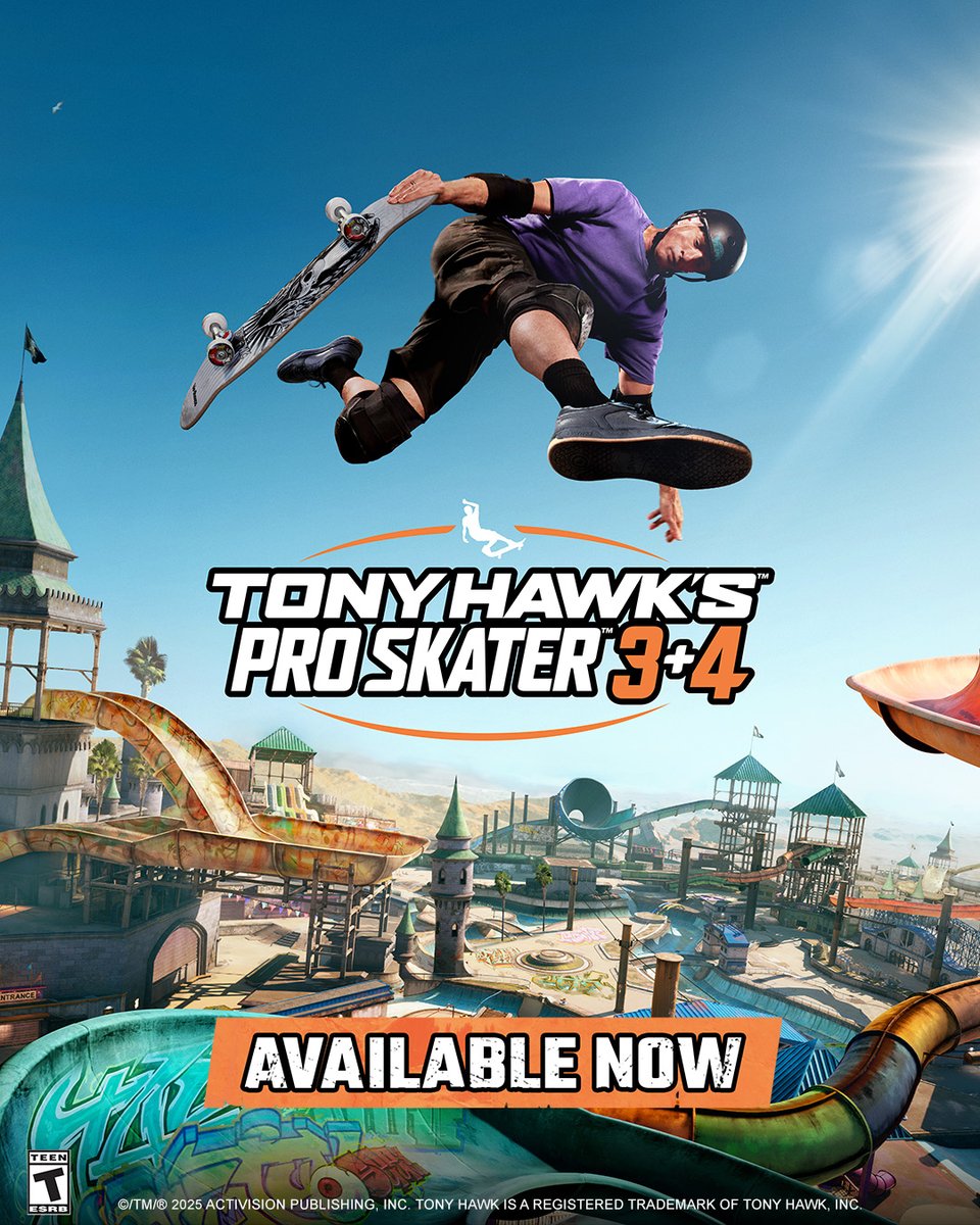 TonyHawkTheGame's tweet image. ICYMI: Tony Hawk's™ Pro Skater™ 3 + 4 is AVAILABLE NOW! Play today: tonyhawkthegame.com/playnow
