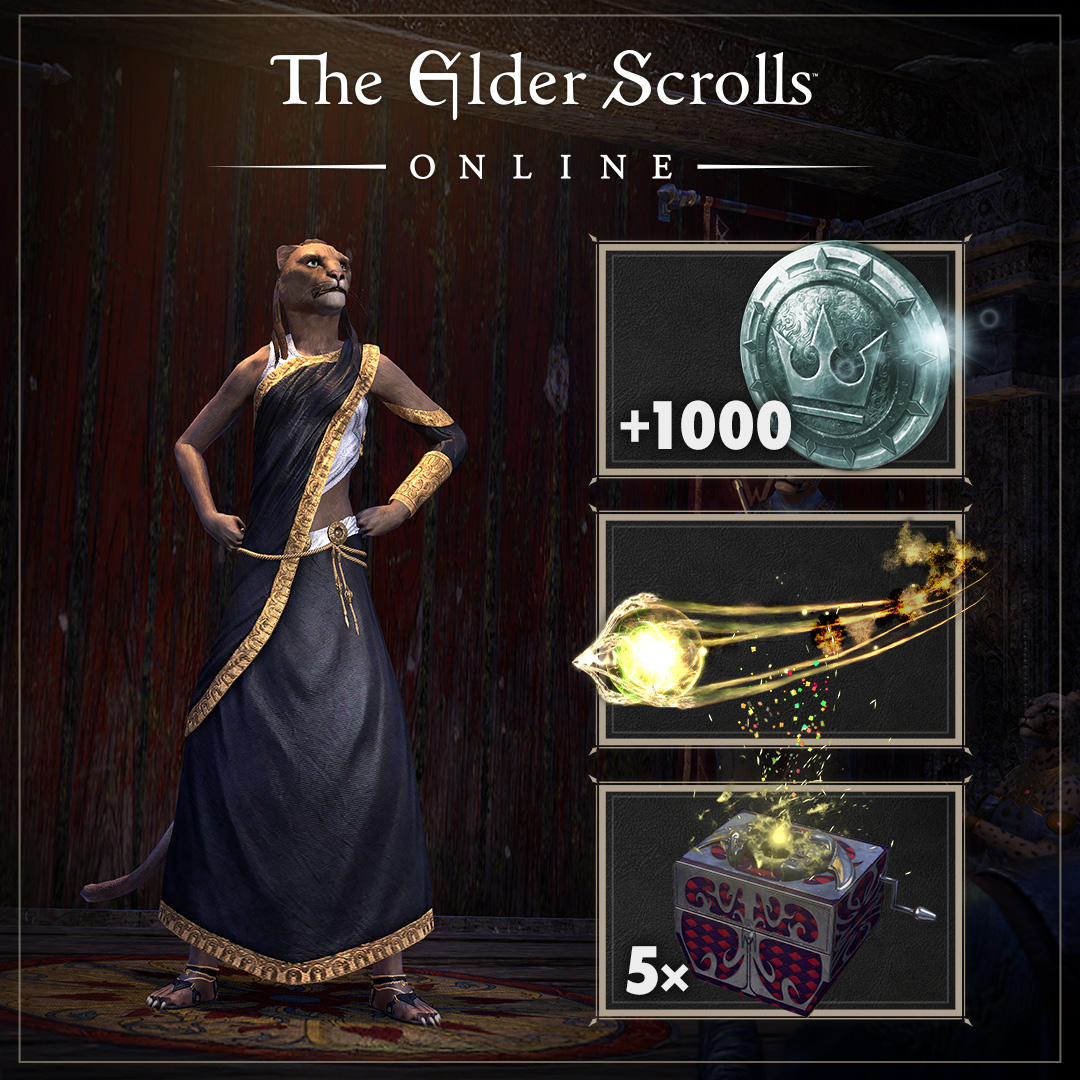 Our #ESO10 wraps up with a special offer, the 10 Year Anniversary Pack! Which includes:

👑 1000 Crowns
🥻 Anniversary costume
☄️ Golden wisp pet

And more! 🎆 Get the details: beth.games/45YOJsx