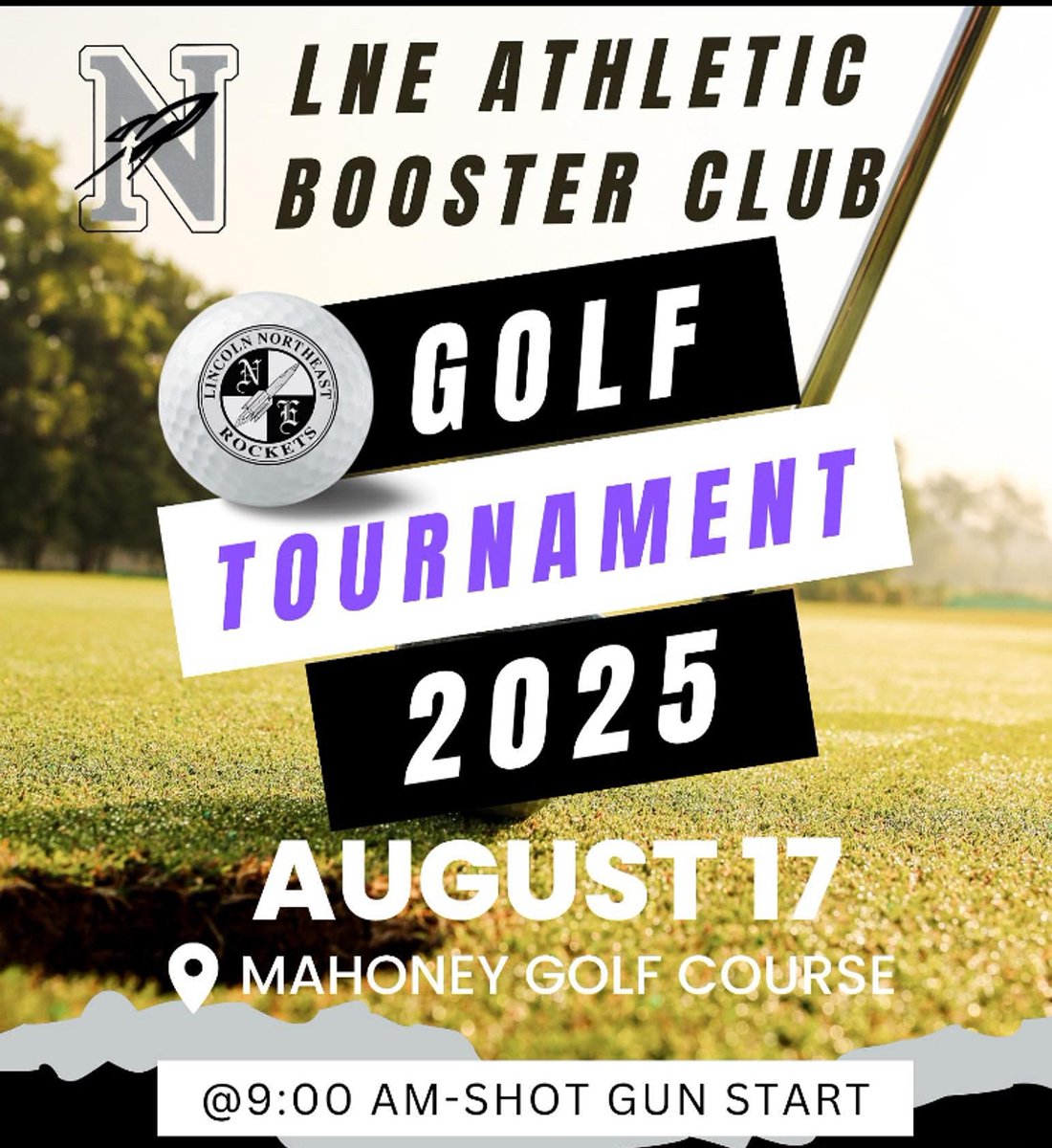 🚀Rocket Boosters🚀
Dust off your clubs and come out to support your Rocket Athletic Booster Club! 
⛳️☀️🚀🏌️‍♂️
4 Person Teams
🗓️Sunday August 17
⏰ 9:00 AM shotgun start
📍Mahoney Golf Course

Register today! 
events.golfstatus.com/event/lne-boos…