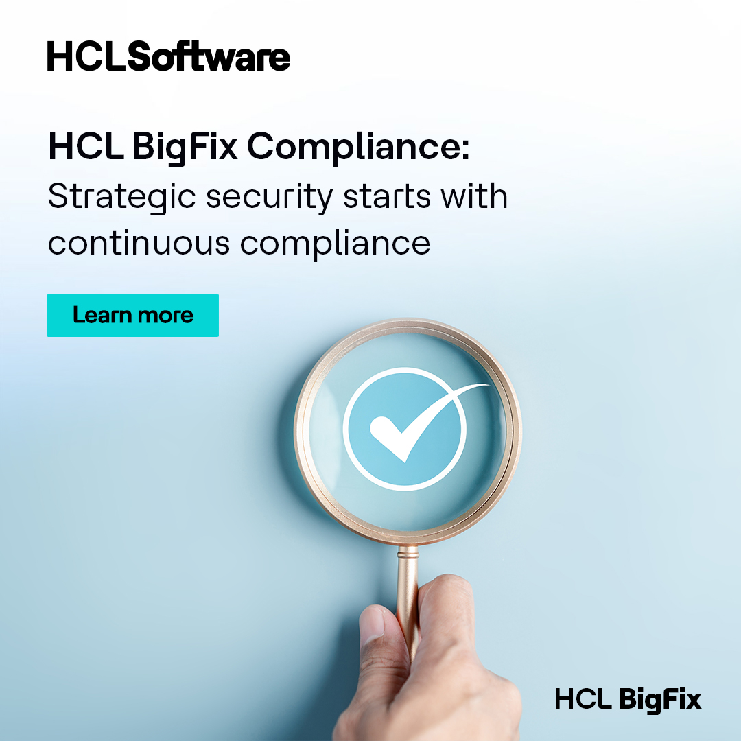 CISOs, how confident are you in your endpoint compliance right now?

#HCLBigFix Compliance lets you enforce policy, view posture in real time, fix issues fast, and ace audits—at scale.

Simplify compliance. Strengthen security.
hclsw.co/w62ky2

#HCLSoftware