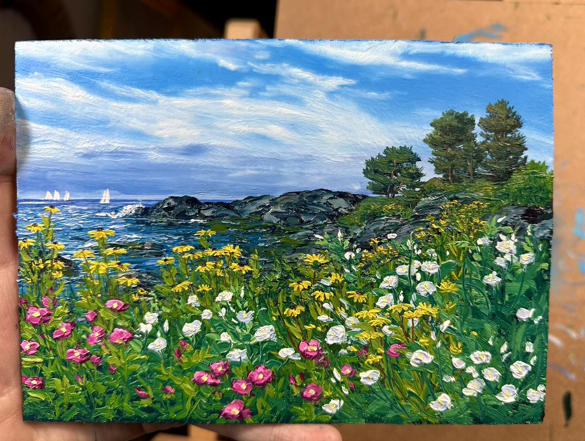 tagsalegirl's tweet image. Finished this little oil of Kennebunkport, ME today! Can you tell I had fun with it??😝😝