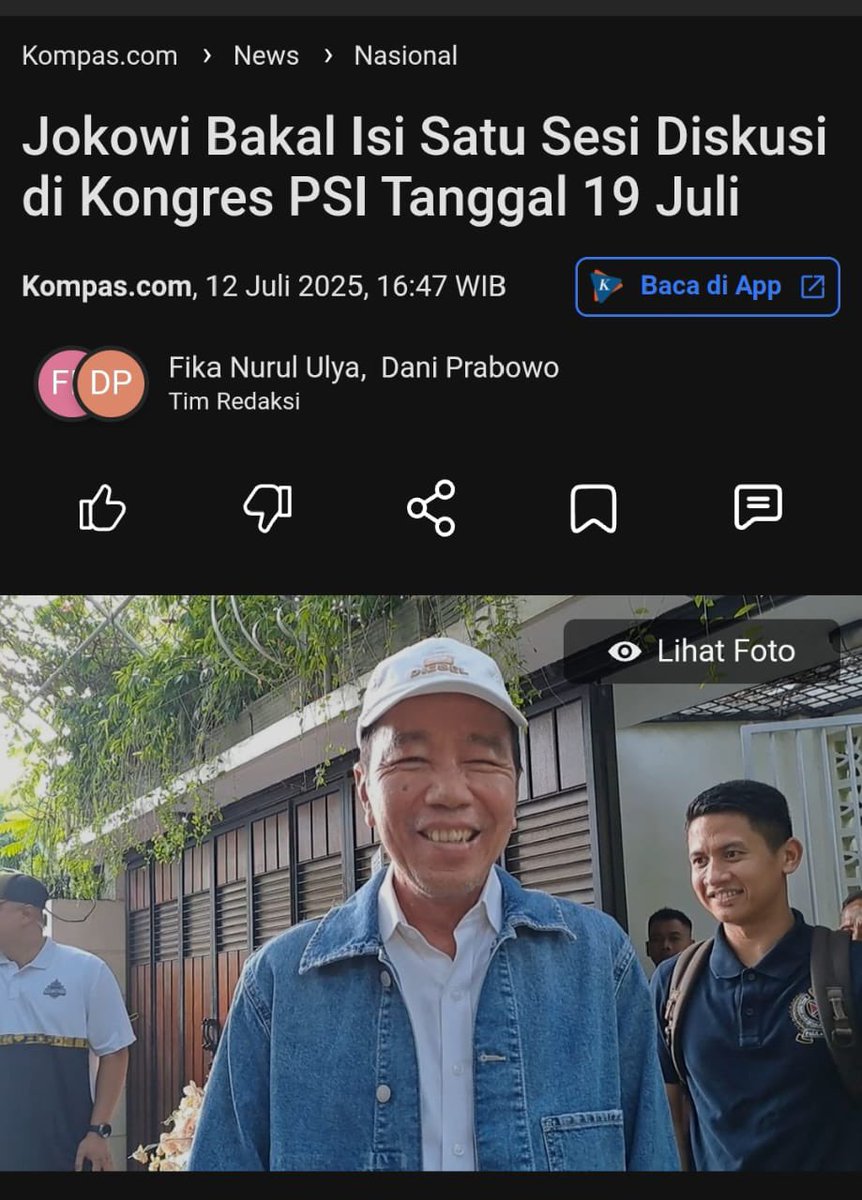 "Pak Jokowi akan hadir nanti di tanggal 19 (Juli) untuk berdiskusi dengan seluruh peserta Kongres," kata Sekretaris SC Kongres, Bro Benidiktus Papa.

Baca selengkapnya di sini: nasional.kompas.com/read/2025/07/1…