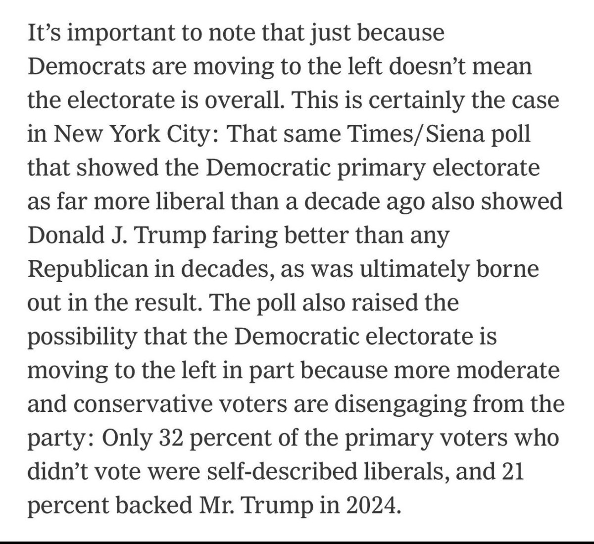 Moderate Black and Hispanic voters exiting the Democratic Party makes it easier for leftists to win primaries but winning primaries ≠ beating Republicans