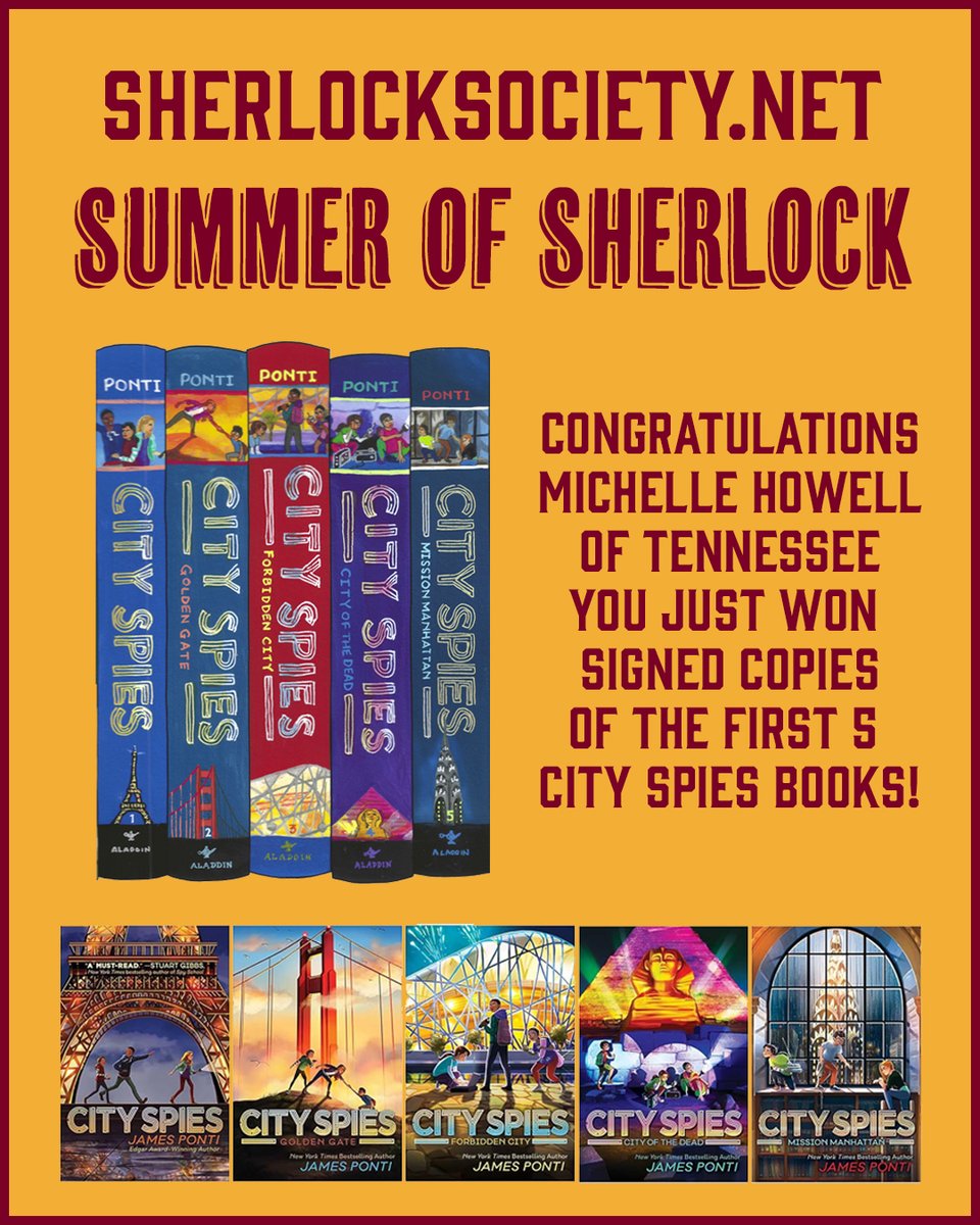 Michelle Howell is the winner of this week's giveaway. She's a librarian in Tennessee and five signed City Spies books are heading to her and her students. Congratulations!