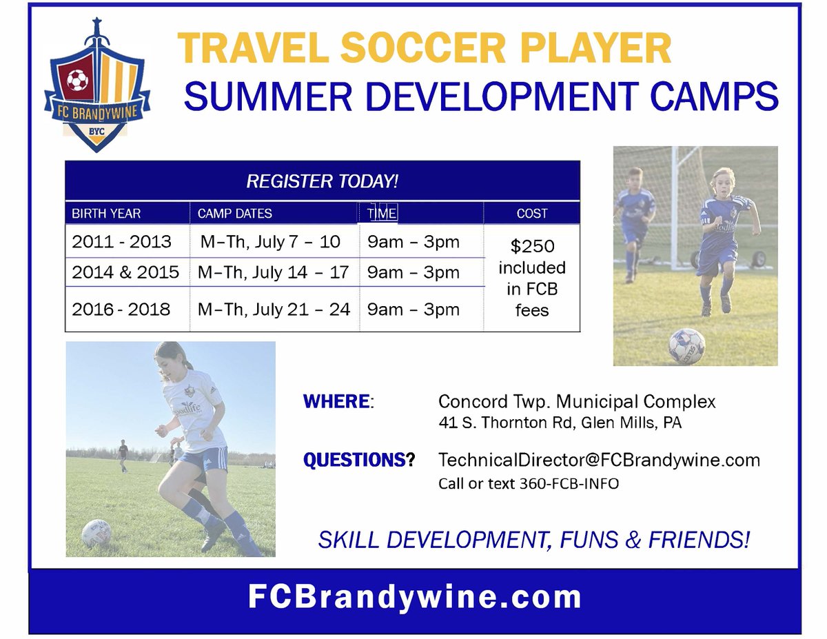 Stage 4 - Learning to Train camp for 9v9 players kicks off next week, with some places still available. Use the link below to register.
brandywineyouthclub.sportngin.com/register/form/…