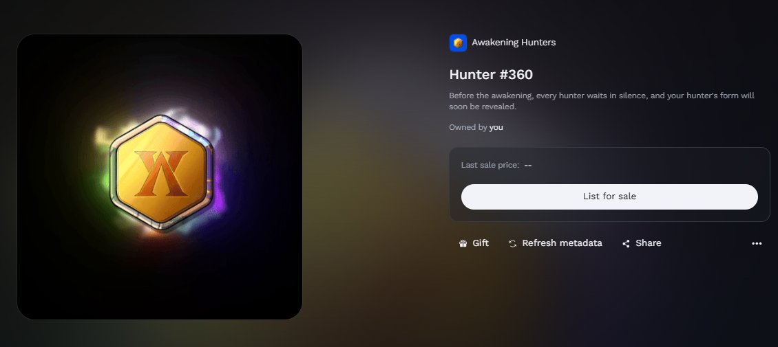 GTD minting is up and I grabbed the <a href="/AwakenHunterNFT/">Awakening Hunters</a>  #360. I think still will be a lucky number hehe