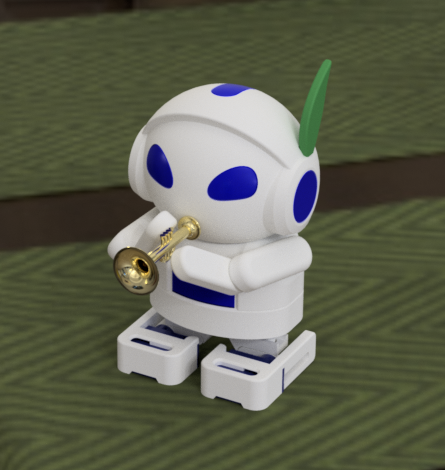 #愛知万博20周年 ということで、トランペットロボット ハリーのおもちゃを作ります。歩いて音が鳴る予定