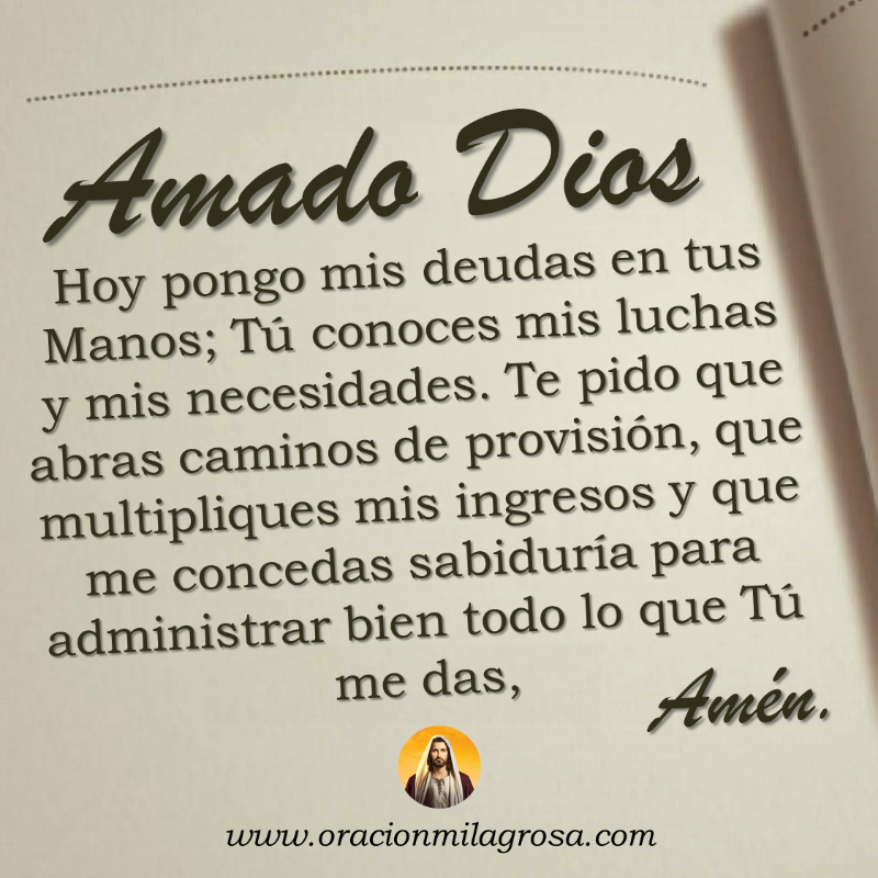 oracion_milagro's tweet photo. ORACIÓN PARA PAGAR DEUDAS Y MULTIPLICAR EL DINERO: Amado Dios, hoy te pido un milagro financiero: Por favor ayúdame a pagar lo que debo, a tener estabilidad y a ver prosperar mi vida y la vida de mi amada familia.

Mira este vídeo en: https://t.co/3PpHJEs1YW 🙏