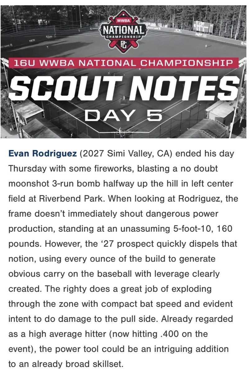EvanRod2027's tweet image. Appreciate the write up. 💣#WWBA @PerfectGameUSA @California_PG @PG_FourCorners @TheCanesBBWest @Pioneerbaseball