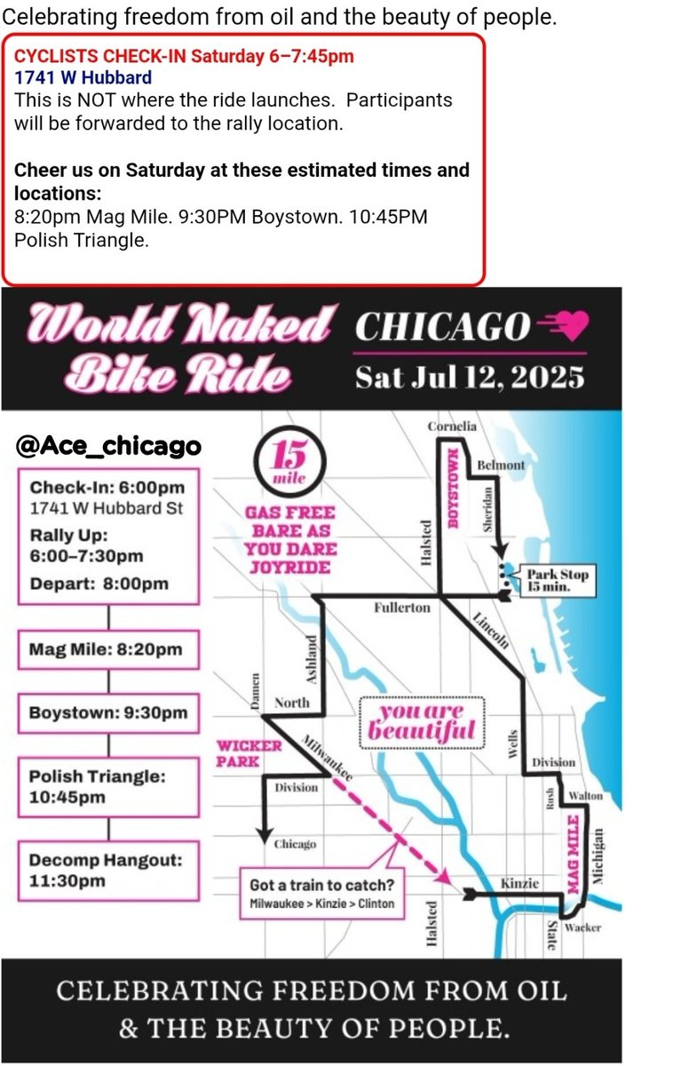 Ace_chicago's tweet photo. The world naked bikeride is scheduled tonight! You've been warned! 😆 #WNBR #surpriseshrimp 🍤  #lessgasmoreass #chicagotraffic #chitraffic #chicago https://t.co/GonTcARdti