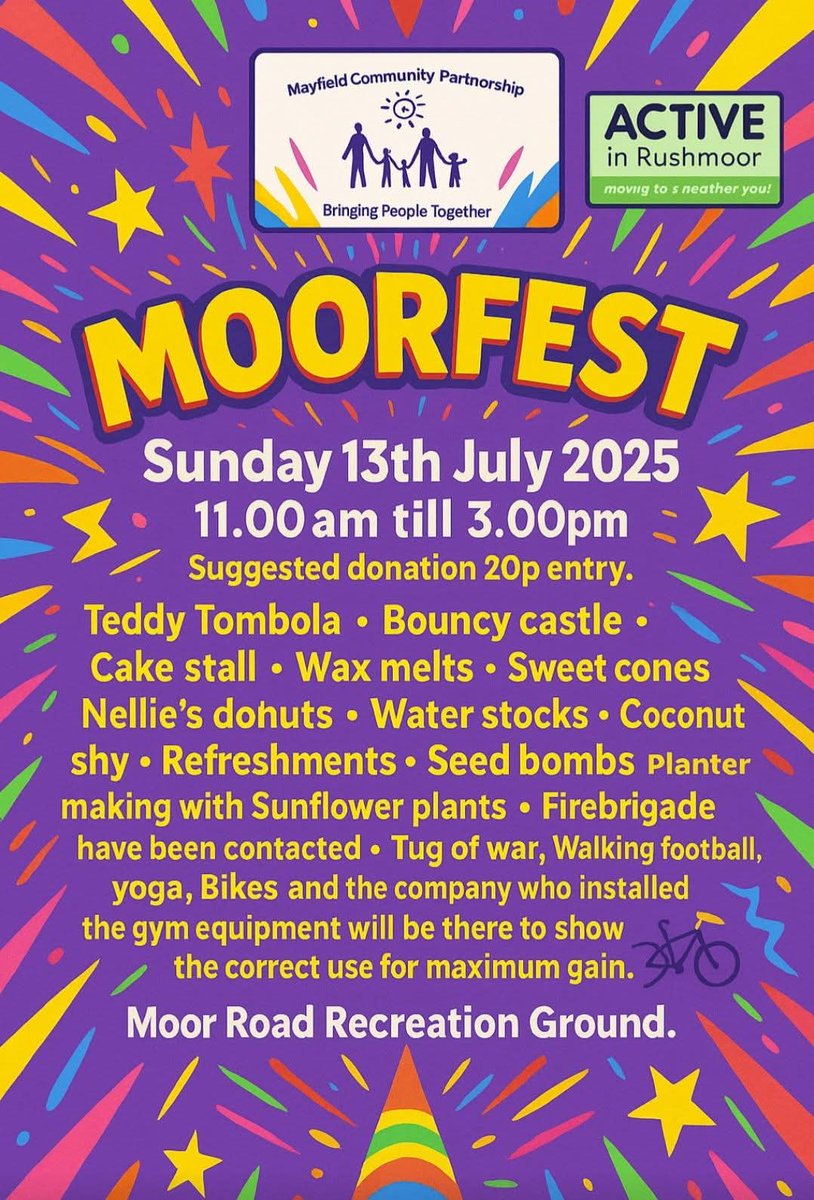 The Community Hub will be open tomorrow for MoorFest!  Open from 1100-1500, it's an ideal place to get that thirst quenching drink 🧋 &amp; a snack 🥪 and escape from the sun 🌞
