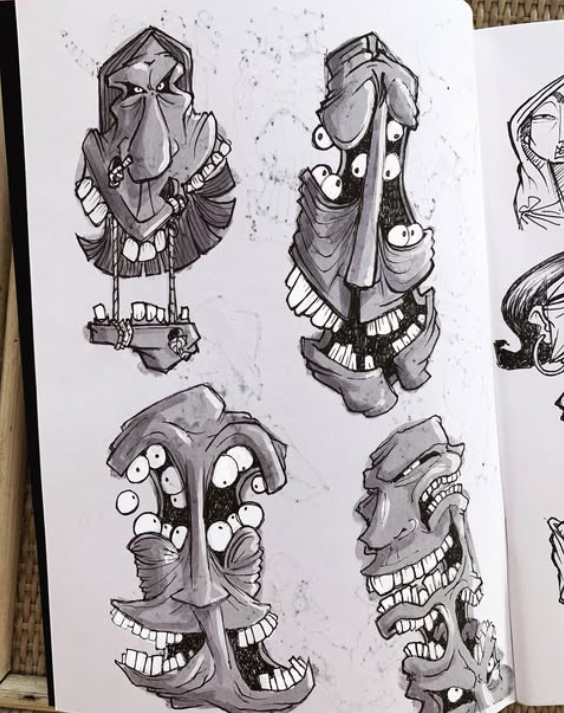 scribblejunkie's tweet image. playing around with mouths/teeth/eyeballs in my sketchbook..