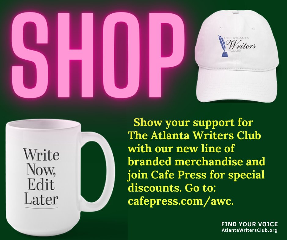 Show your writing spirit at our merch store. For special promotional discounts, opt in on cafepress.com. #amwriting #WritingCommunity #writinglife