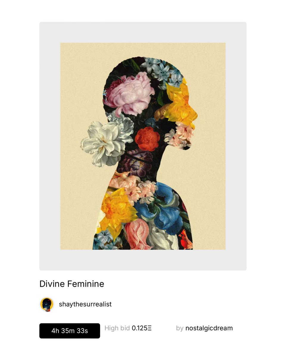 woke up to seeing <a href="/nostalgic_dream/">Aaron | 351.eth</a> placing a bid on Divine Feminine on <a href="/SuperRare/">SuperRare</a> ! tysm!  :,)