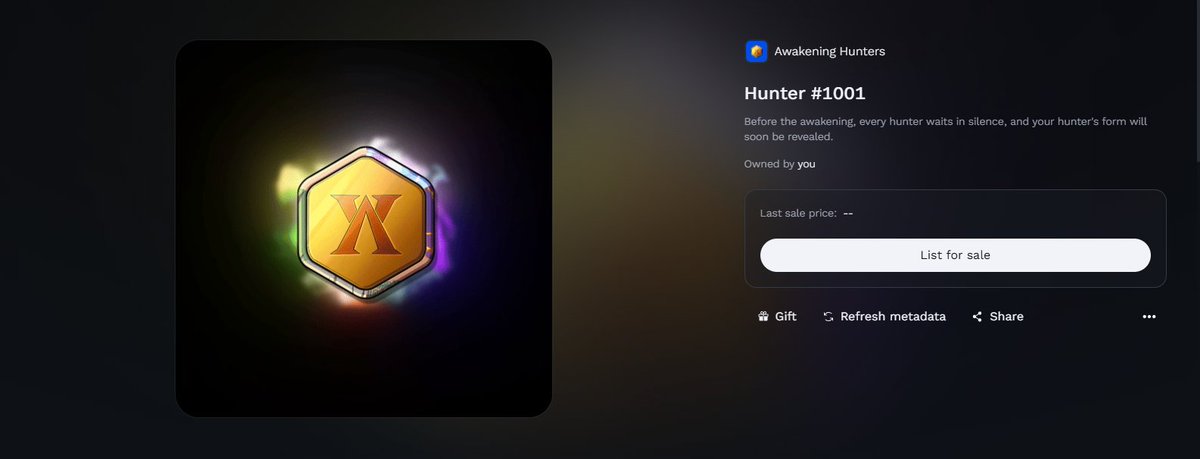 johneverweb3's tweet image. Hunter #1001

@AwakenHunterNFT