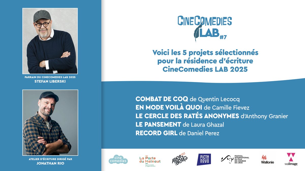 📣CINECOMEDIES LAB #7
Nous sommes ravis de vous présenter les 5 projets sélectionnés pour la 7ème édition du CineComedies Lab. Plus d'infos 👉festival-cinecomedies.com/le-lab/