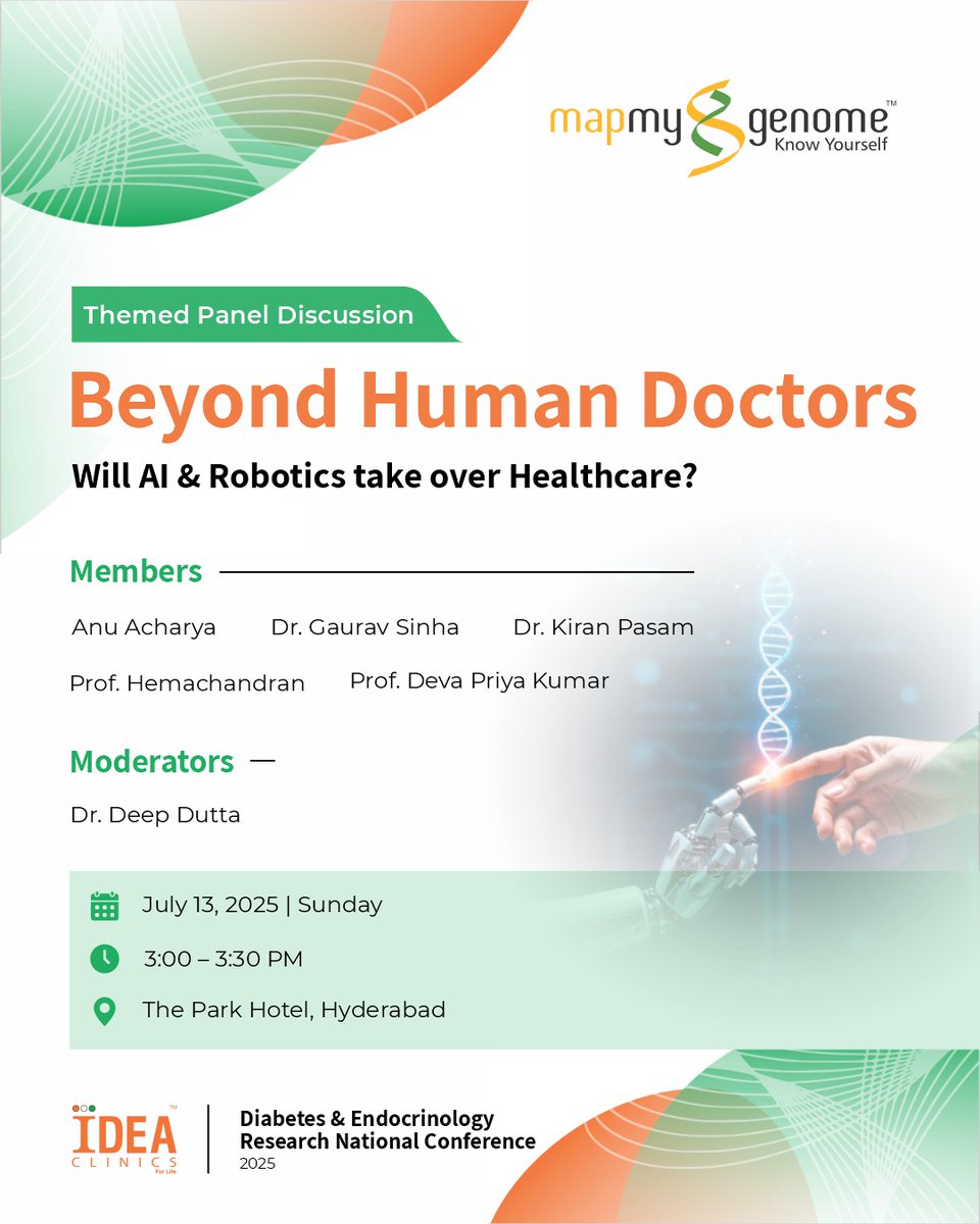 Mapmygenome (@mapmygenome) on Twitter photo 🧬<a href="/anuacharya/">Anu Acharya</a>, CEO of Mapmygenome, will be speaking at the IDEA Clinics Conference 2025 on July 13th at The Park Hotel, Hyderabad.
She will share her insights during the panel on “Obesity Unlocked” (11:45–12:30 PM) and the thought-provoking session “Beyond Human Doctors: Will AI 🧬<a href="/anuacharya/">Anu Acharya</a>, CEO of Mapmygenome, will be speaking at the IDEA Clinics Conference 2025 on July 13th at The Park Hotel, Hyderabad.
She will share her insights during the panel on “Obesity Unlocked” (11:45–12:30 PM) and the thought-provoking session “Beyond Human Doctors: Will AI