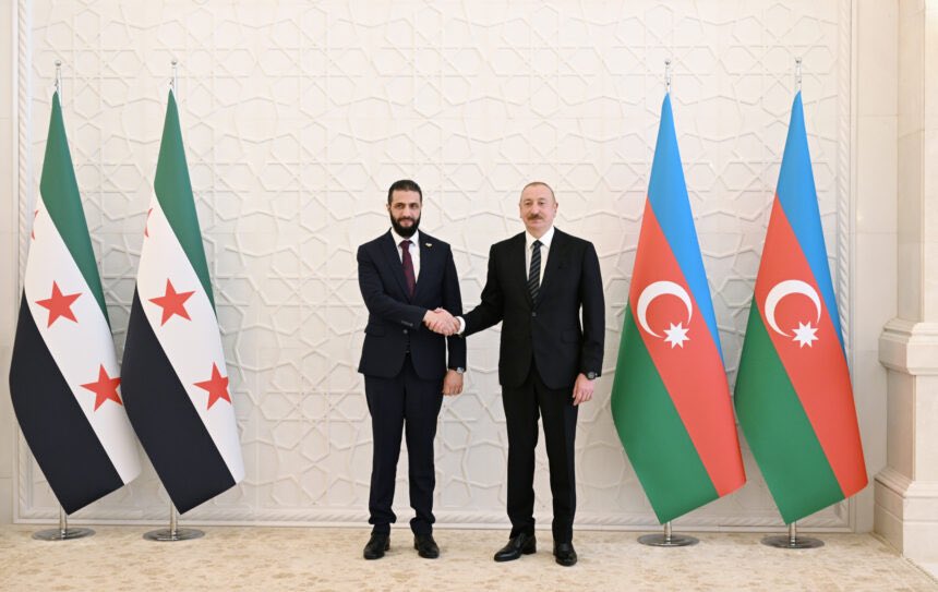AzeriTimes's tweet image. Syrian President Ahmad al-Sharaa arrives in Azerbaijan for his first official visit, weeks after Baku offered to supply natural gas to Syria.