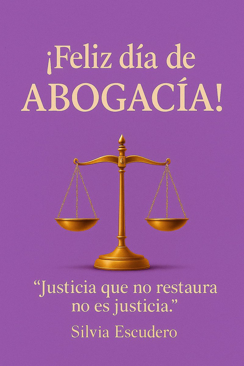 Que nunca se nos olvide: una justicia que no restaura, no es justicia. 
Hoy más que nunca, feliz Día de la Abogacía.💜🕊️