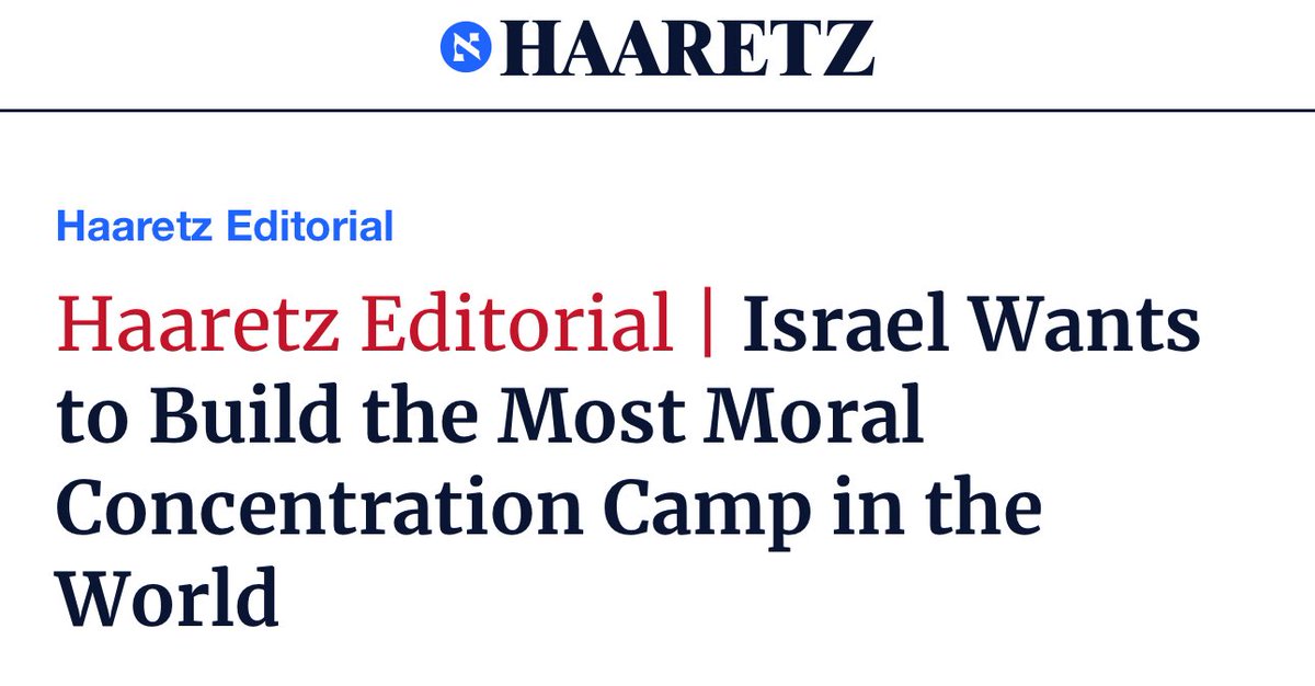 Tarek Baé (@tarek_bae) on Twitter photo „Israel will das moralischste Konzentrationslager der Welt bauen“, titelt die regierungskritische israelische Zeitung Haaretz. Eine Anspielung auf Israels Propaganda von der „moralischsten Armee der Welt“.
Deutsche Medien? Ergebene Zurückhaltung und Umschreibung. „Israel will das moralischste Konzentrationslager der Welt bauen“, titelt die regierungskritische israelische Zeitung Haaretz. Eine Anspielung auf Israels Propaganda von der „moralischsten Armee der Welt“.
Deutsche Medien? Ergebene Zurückhaltung und Umschreibung.