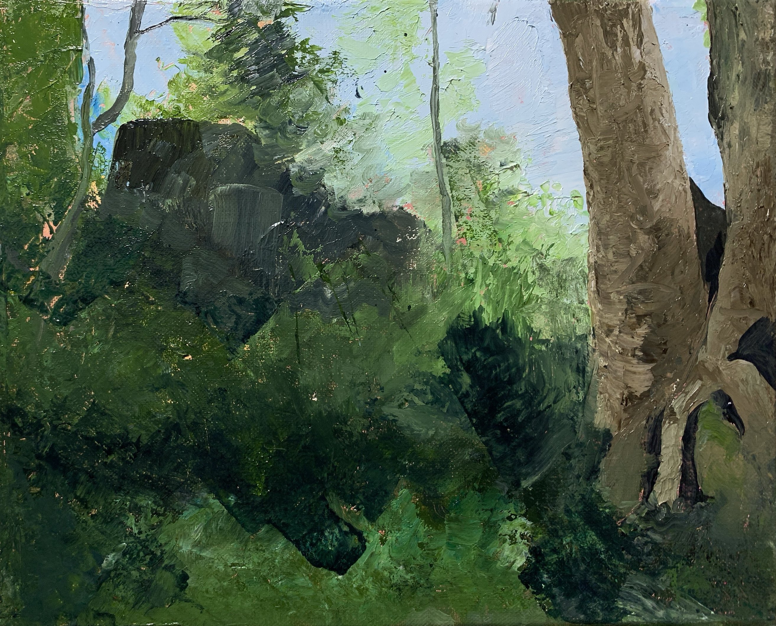 油絵 絵画 森のトンネル【B4】