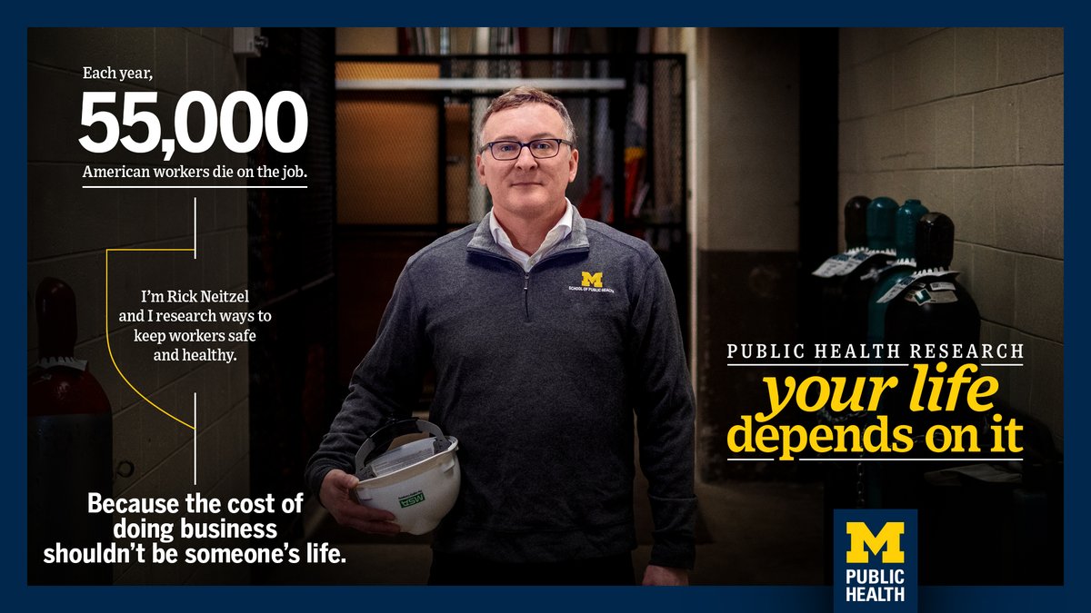 umichsph's tweet image. "Without this research, more Americans will suffer preventable injuries and illnesses, businesses will face higher costs, and families will lose loved ones to workplace accidents that could have been prevented."
@RickNeitzel, professor of Environmental Health Sciences at…