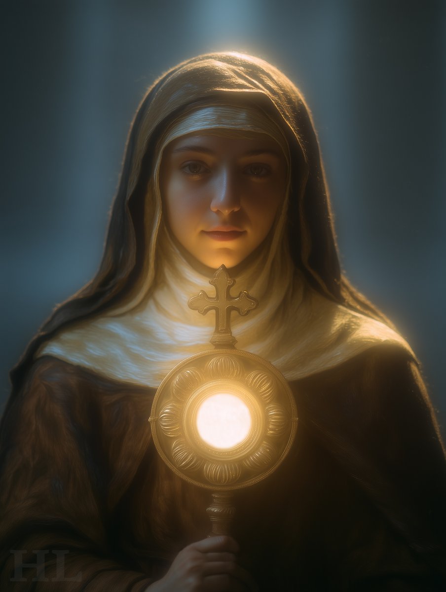 HLime308's tweet image. "How powerful was the illumination of this light and how strong the brightness of this source of light. Truly this light was kept hidden in the cloistered life...
Clare in fact lay hidden, but her life was revealed to all."
-Pope Alexander IV writing about St. Clare of Assisi