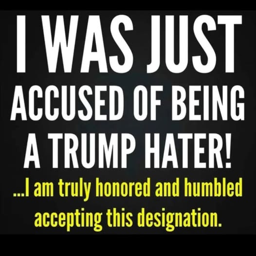 dusterdog1's tweet image. Okay.
I was in Walmart last week getting a few groceries (it's the only store except Dollar General) wearing my Fuck Trump tee shirt and some guy called me a Trump Hater.
Guess what?