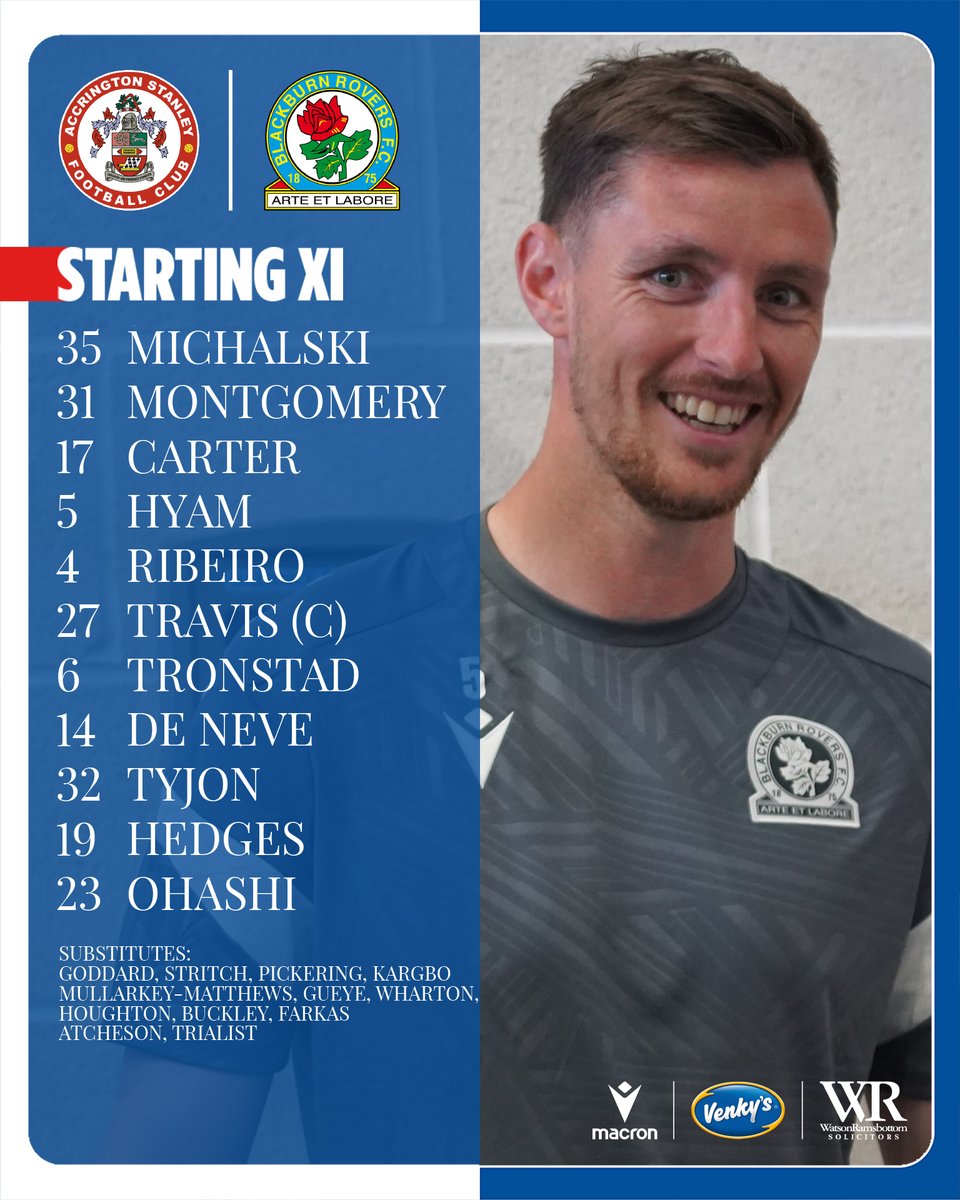 📝 Your #Rovers team for game number one of pre-season against Accrington Stanley!

🇧🇪 A first outing for new signing Dion De Neve

🔵⚪️
